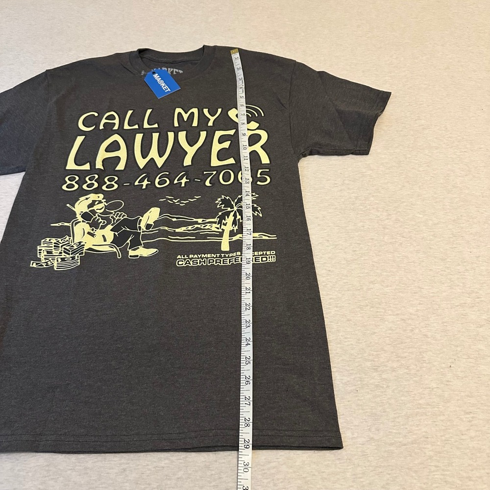 Market Mens Call My Lawyer Graphic T-Shirt Charcoal Grey Medium NEW - Picture 3 of 5
